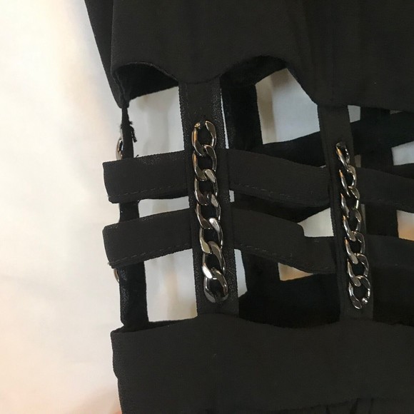 Xtaren Black Hollow Cutout Chain Waist Mini Dress size M - Picture 4 of 7
